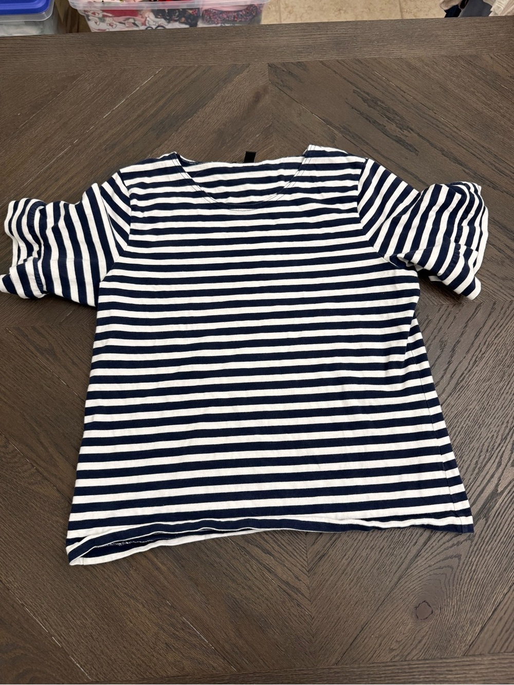 J. Crew Navy and White Striped Short Sleeve Tee